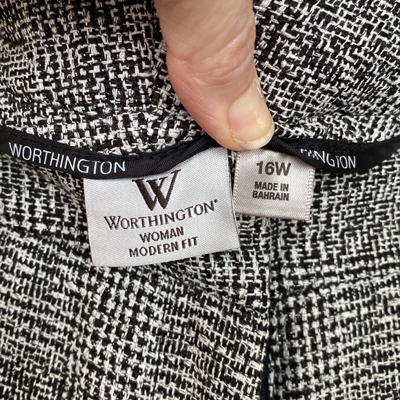 Worthington Modern Fit Black & White Tweed Trouser Pant - Picture 3 of 6